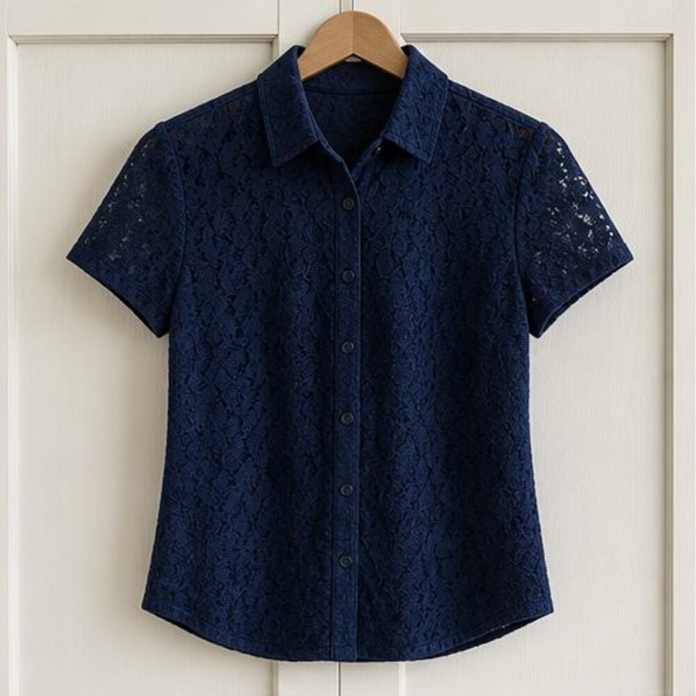 Navy Peplum Top